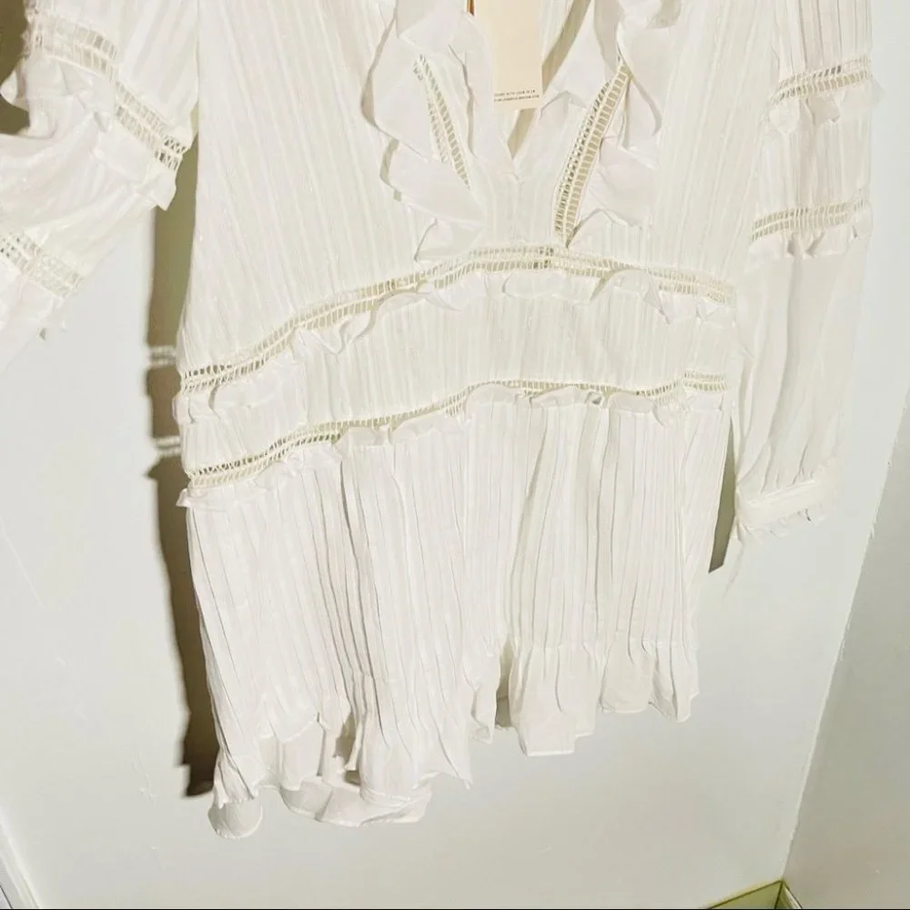 NWT For Love and Lemons Ziggy Pintuck Dress in White - Picture 5 of 8